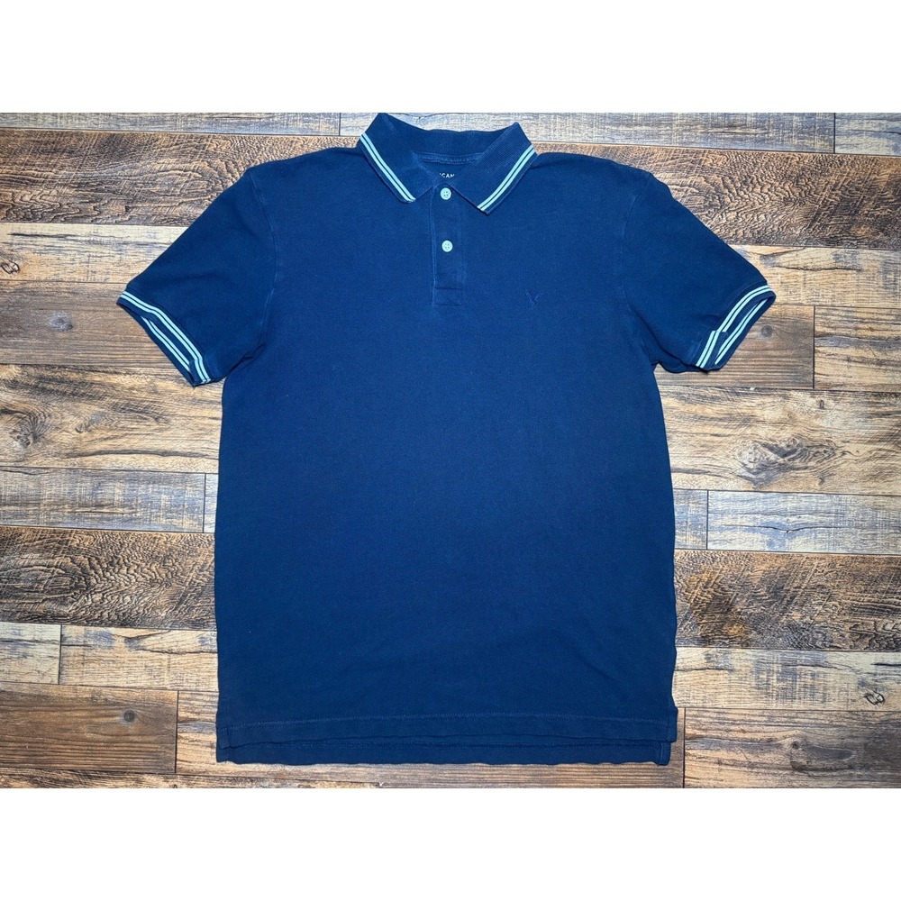 American‎ Eagle Mens Sz S Polo Shirt Blue Super Soft Standard Fit Small